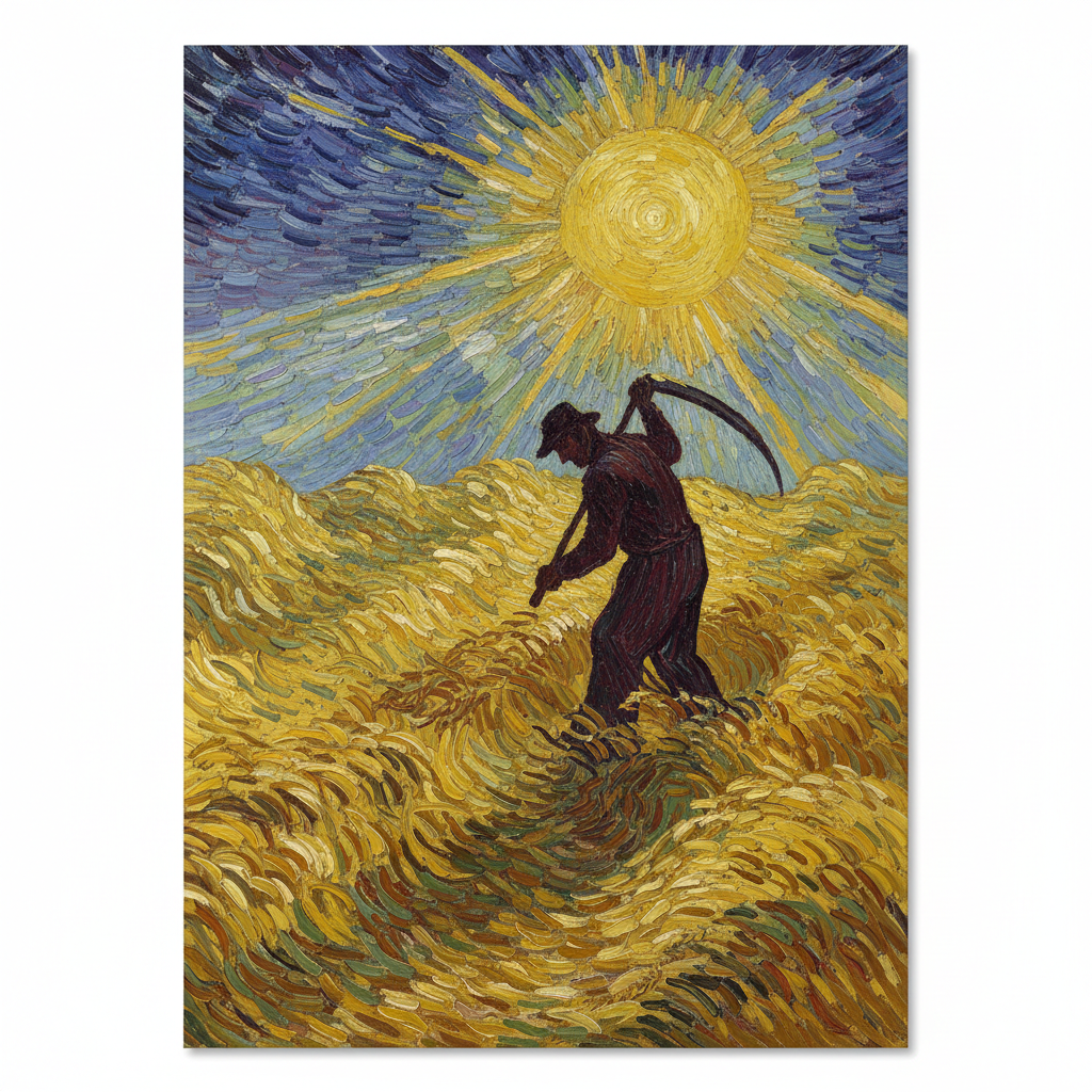 Wheat Field with Reaper — Vincent van Gogh