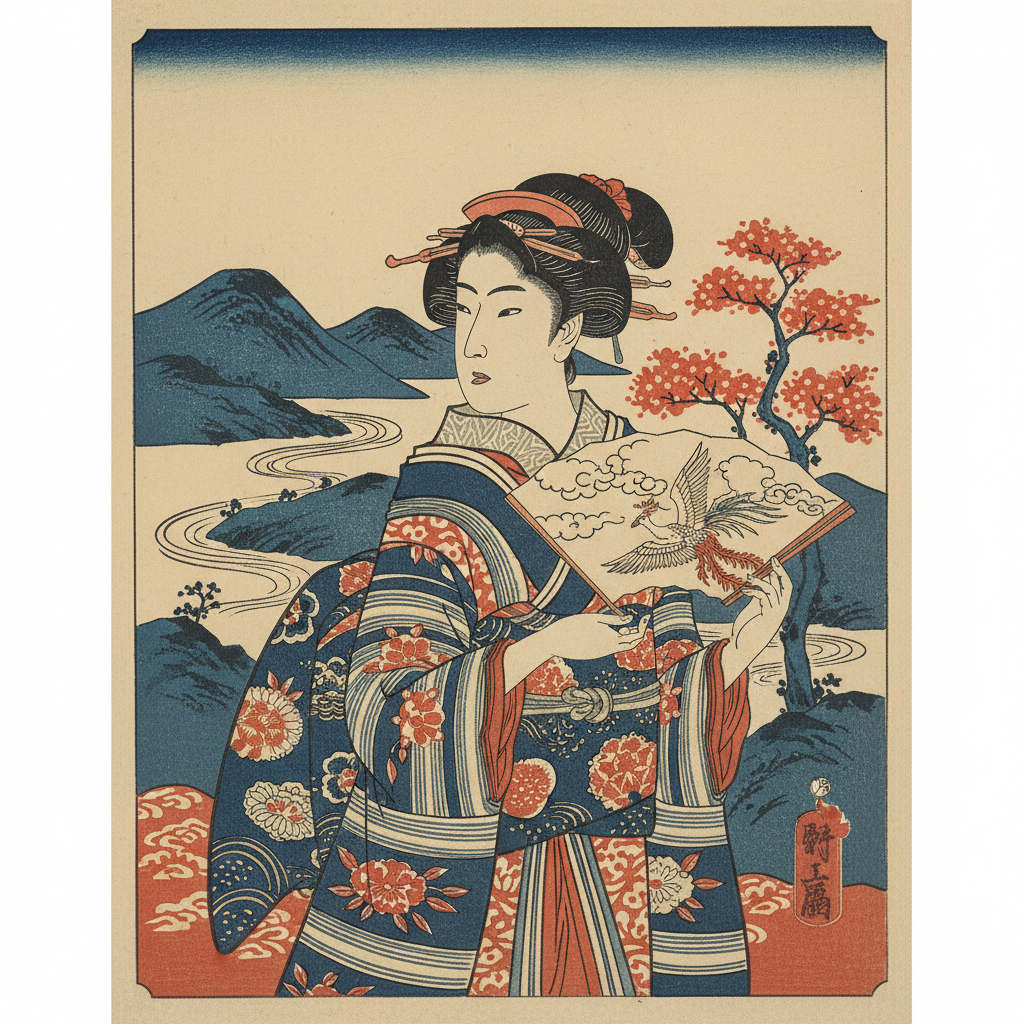 Woman Holding a Fan — Kitagawa Utamaro