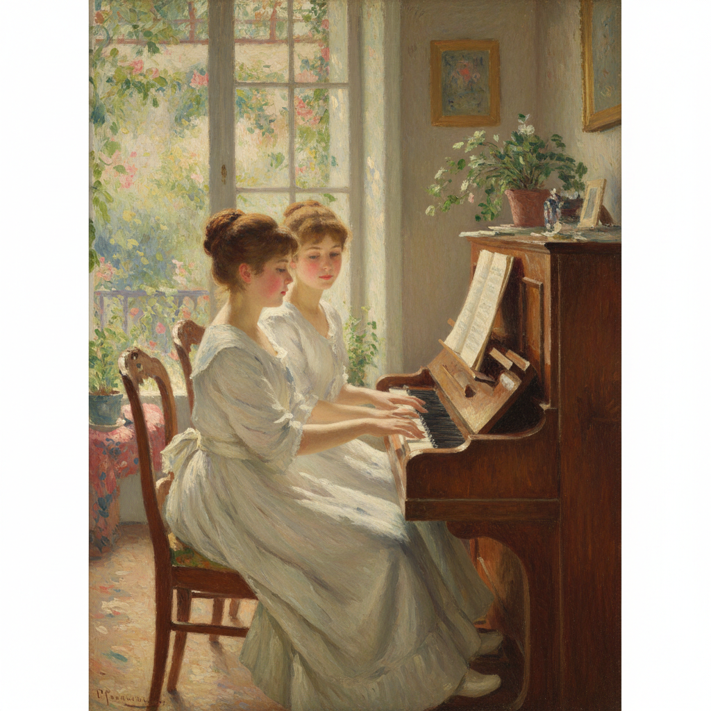 Yvonne and Christine Lerolle at the Piano — Pierre-Auguste Renoir